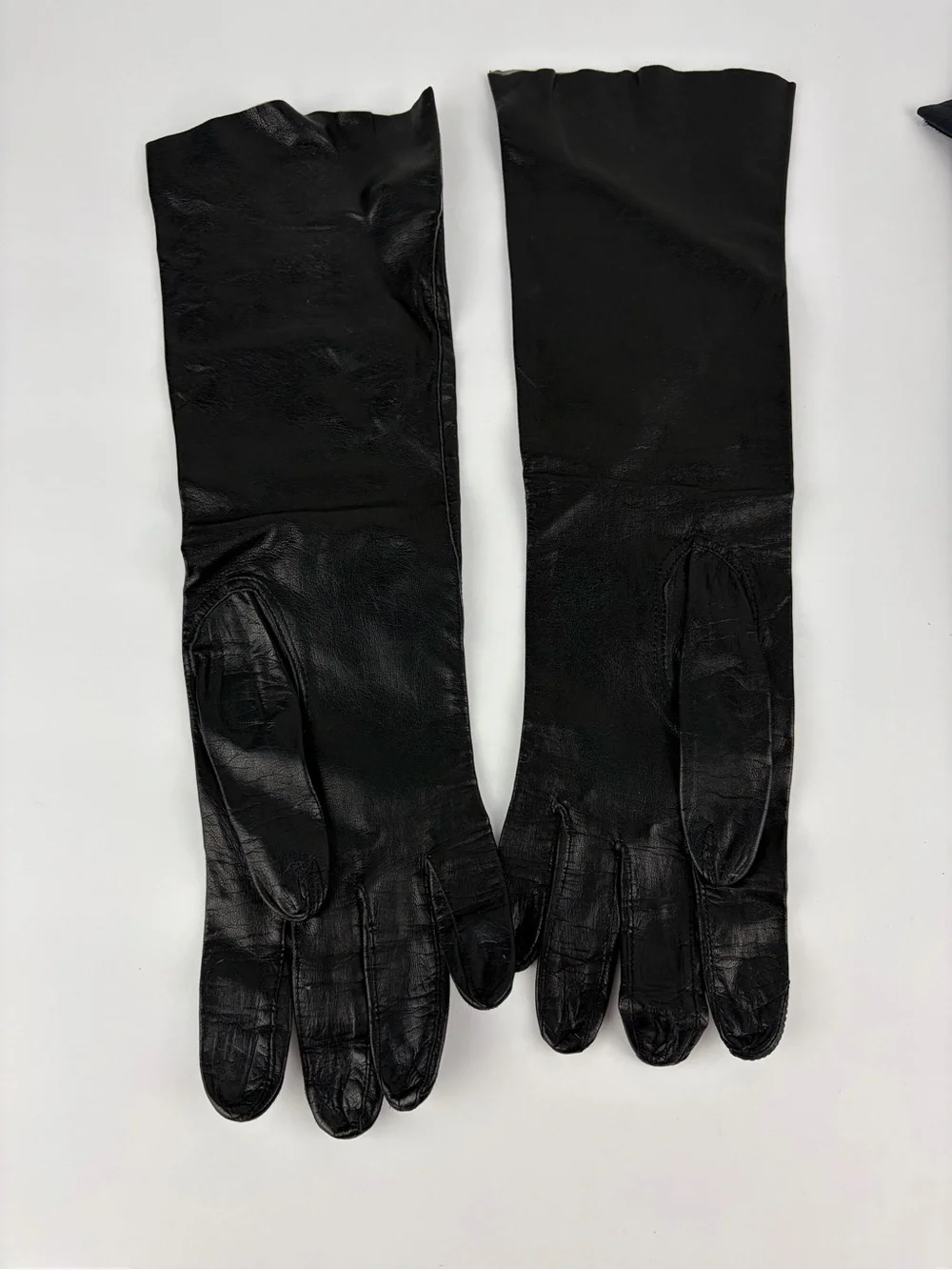 Vintage Black and Navy Blue Kid Leather Gloves Set of Two 6.5